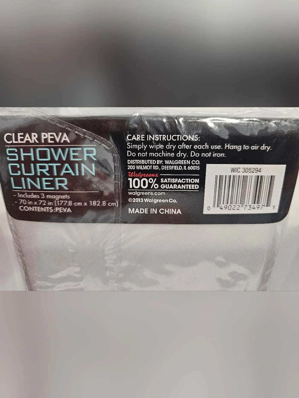 Living Solutions Clear PEVA Shower Curtain Liner - White